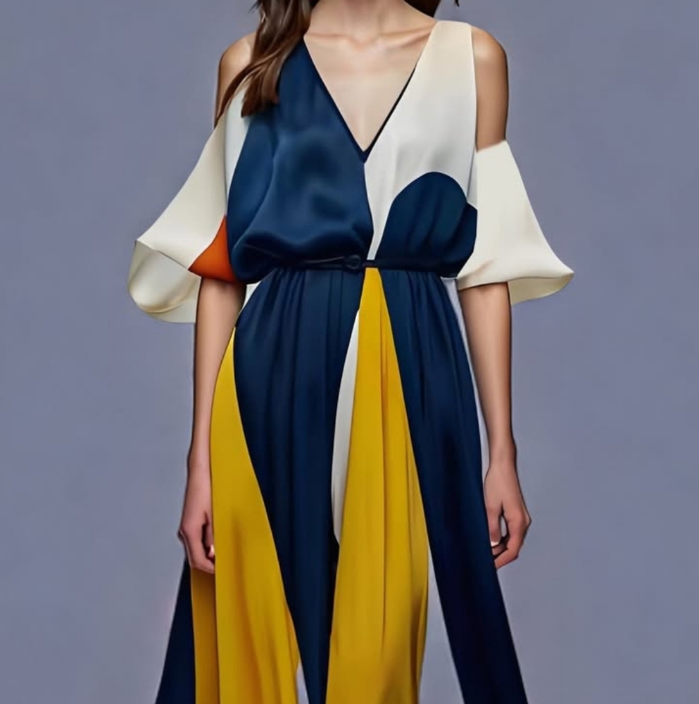 Stylish Blue and Yellow Dress